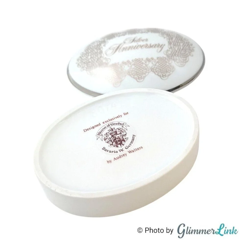 Vintage House of Goebel 25th Silver Anniversary Porcelain Trinket Jewelry Box